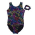 Adult Black Multi Color Rainbow Dots Sleeveless Leotard Womens S-XL - SophiasStyle.com